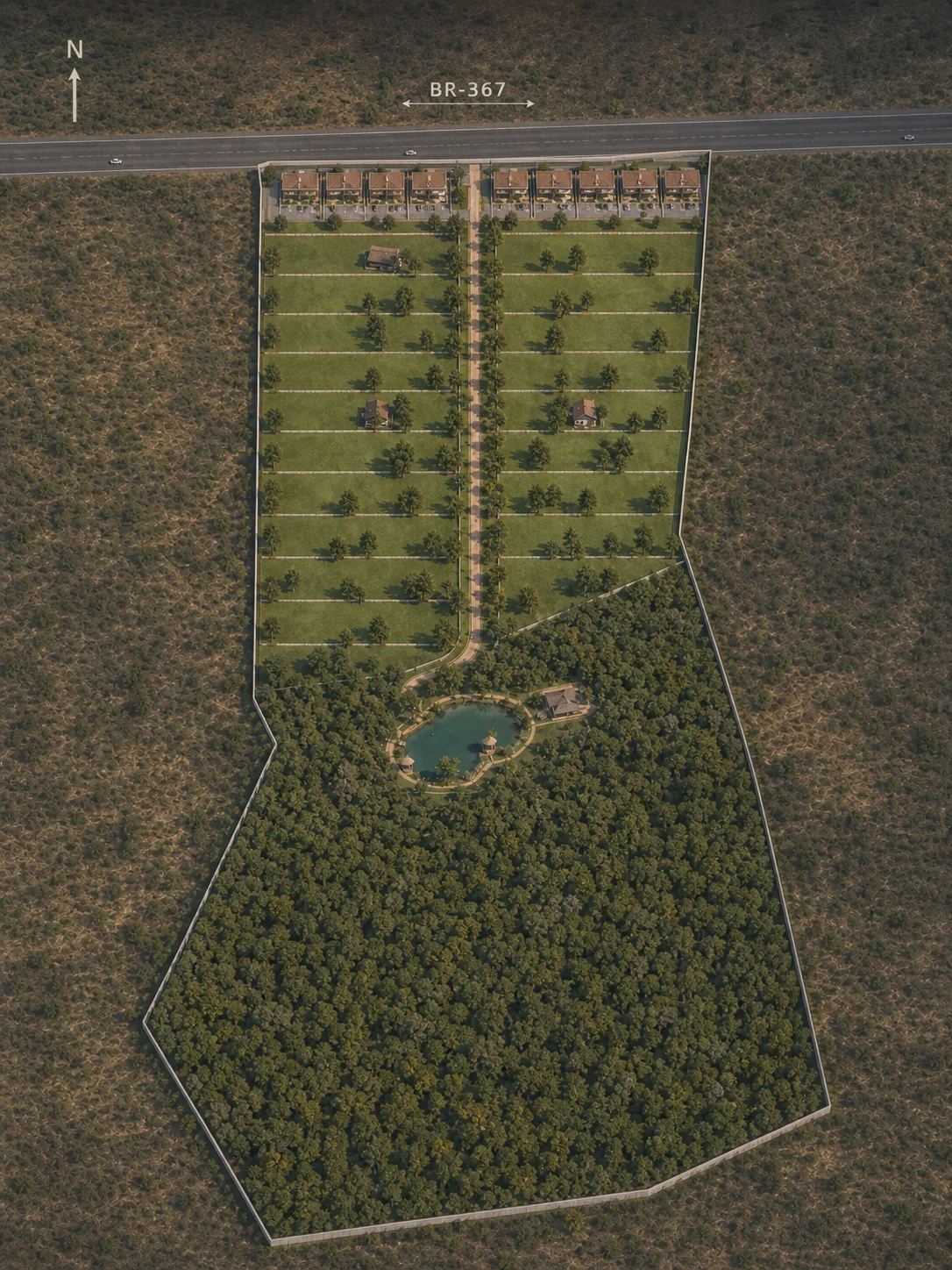 Maquete ilustrativa do loteamento Haras Prosperidade